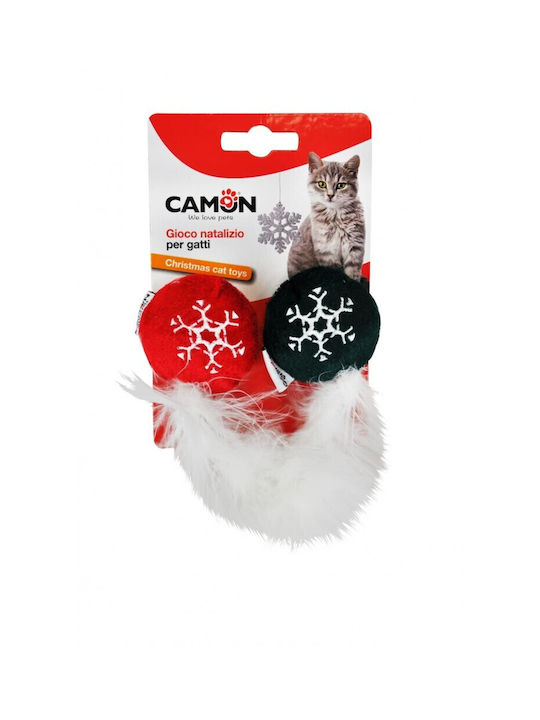 Camon Weihnachtlich mit Federn Katzenspielzeug Ball Rot