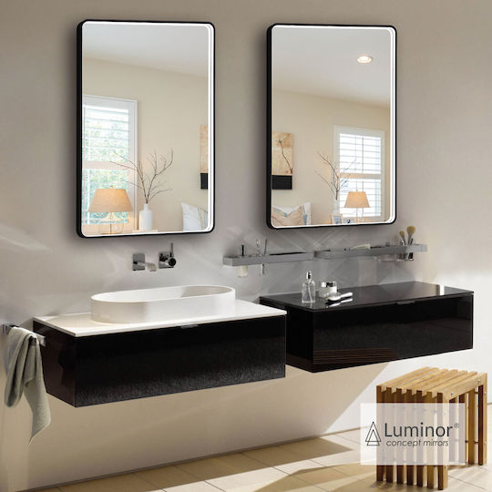 Luminor Rectangular Bathroom Mirror Led Metal 60x80cm Black