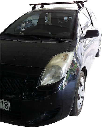 GS Steel Car Roof Bars for Toyota Yaris 3D Set with Roof Rack Legs and Lock Silver