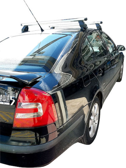 Menabo Aluminum Car Roof Bars for Skoda Octavia 2004-2012 Set with Roof Rack Legs and Lock Silver