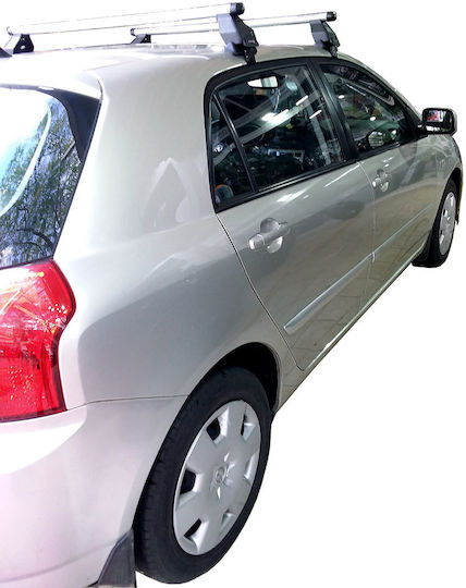 Menabo Autodachträger Aluminium für Toyota Corolla 5D 2002 2007 mit Dachträgerfüßen und Schloss Silber