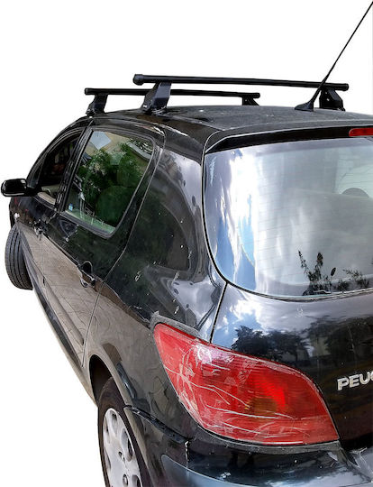 Menabo Steel Car Roof Bars for Peugeot 307 5D Set with Roof Rack Legs Silver