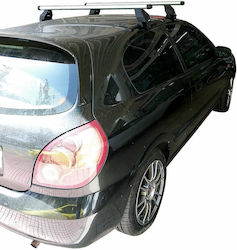 Menabo Aluminum Car Roof Bars for Nissan Almera 3D Set with Roof Rack Legs and Lock Silver