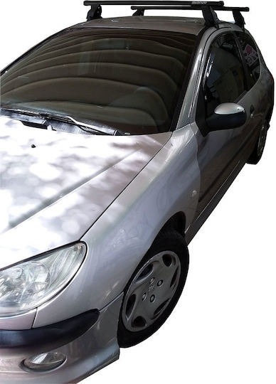 Menabo Car Roof Bars Steel for Peugeot 206 3D Set with Roof Rack Legs Silver