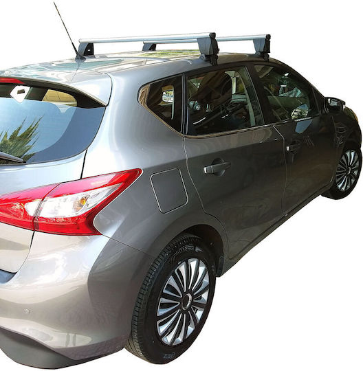 Menabo Μπάρες Οροφής Αλουμινίου για Nissan Pulsar (Σετ με πόδια) Ασημί