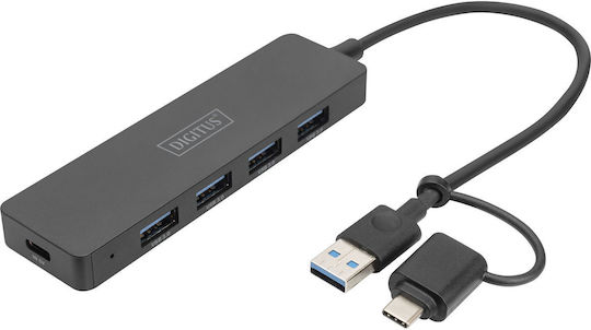 Digitus Hub 5 Porturi USB 3.0 cu Conectare USB-A / USB-C