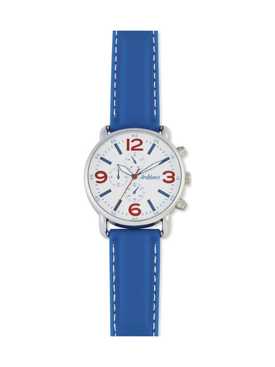 Arabians Ανδρικό Ρολόι 43mm Μπαταρίας με Μπλε Δερμάτινο Λουράκι