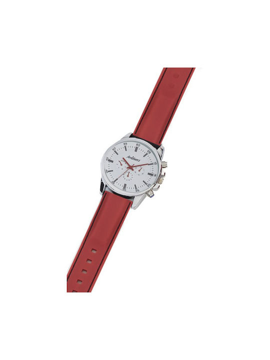 Arabians Watch Battery with Red Leather Strap