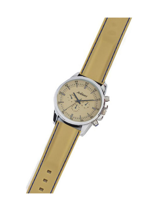 Arabians Men's Watch 43mm Battery with Beige Leather Strap