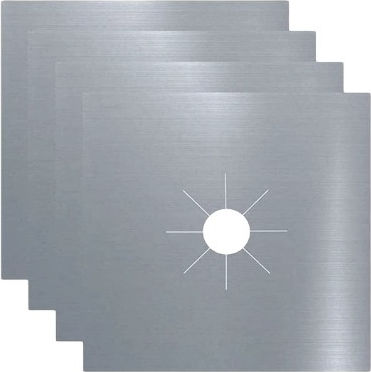 NoStik Heat Resistant Protective Gas Stove Cover Multi-Use 27x27cm Set of 4 Silver