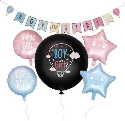 Composition with Balloons Latex Baby Gender Reveal Round Pink