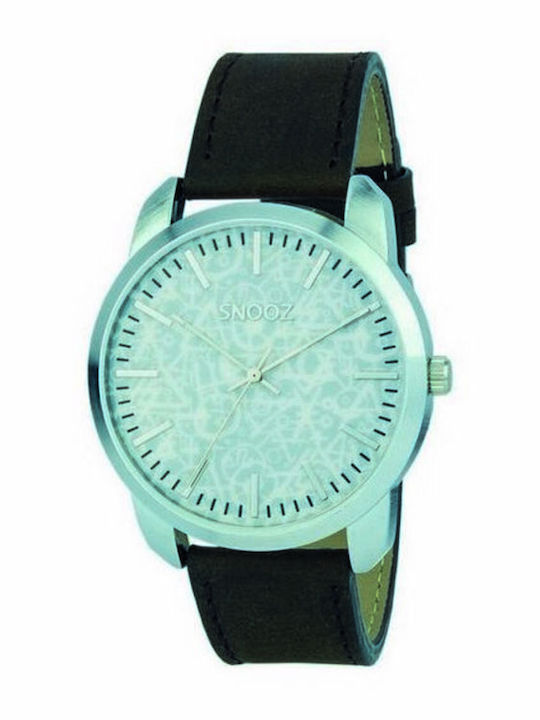 Snooz Ανδρικό Ρολόι 44mm Μπαταρίας με Μαύρο Δερμάτινο Λουράκι