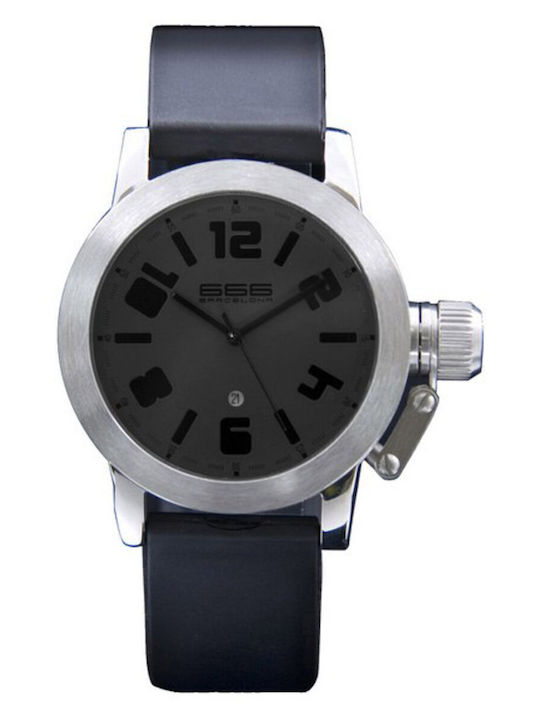 666 Barcelona Men's Watch 40mm Battery with Black Leather Strap