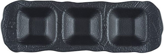 Bonna Porcelain Dessert Divided Serving Plate with 3 Slots Black Ø30cmxY30cm 30x30x30cm