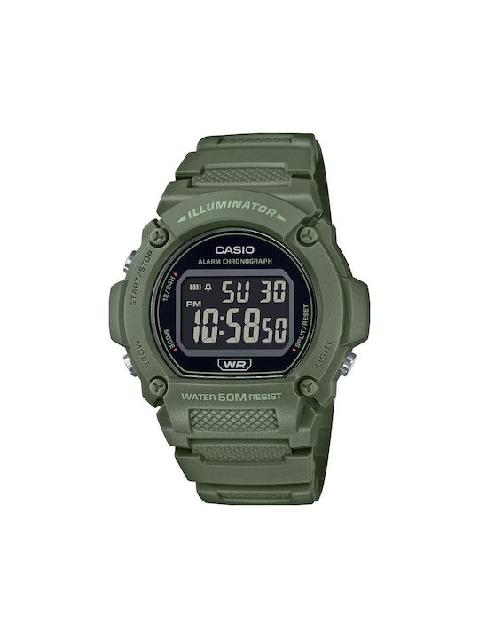 Casio Illuminator Watch with Green Rubber Strap