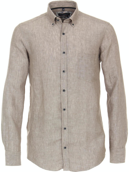 Casa Moda Men's Shirt Long Sleeve Linen Beige