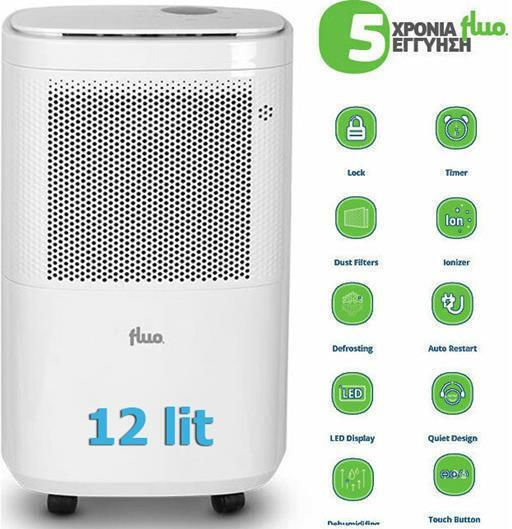 Fluo Aetheria Dehumidifier with Compressor and Ionizer 12lt