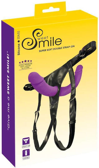 You2Toys Soft Gurtzeug mit Doppelter Dildo in Lila Farbe