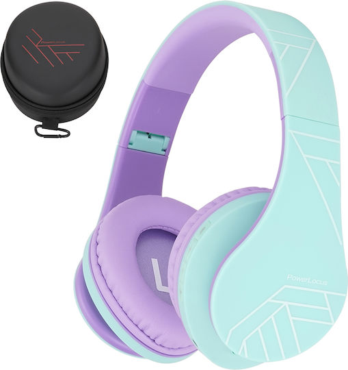 PowerLocus P2 Kids Ασύρματα / Ενσύρματα Παιδικά Over Ear Ακουστικά με Ραδιόφωνο Βιολετί / Πράσινο
