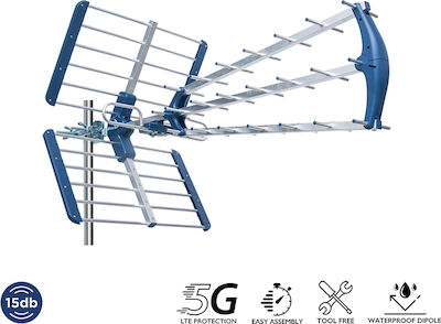 Edision Talos Outdoor TV Antenna (without power supply) Blue Connection via Coaxial Cable