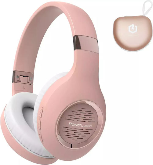 PowerLocus P4 Plus Ασύρματα / Ενσύρματα Over Ear Ακουστικά με 30 ώρες Λειτουργίας Ροζ Χρυσό