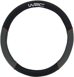 WRC Κάλυμμα Τιμονιού Αυτοκινήτου με Διάμετρο 35-38εκ. Συνθετικό Μαύρο με Μαύρη Ραφή
