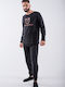 Cherry Underwear Men's Winter Pajamas Set Black.
