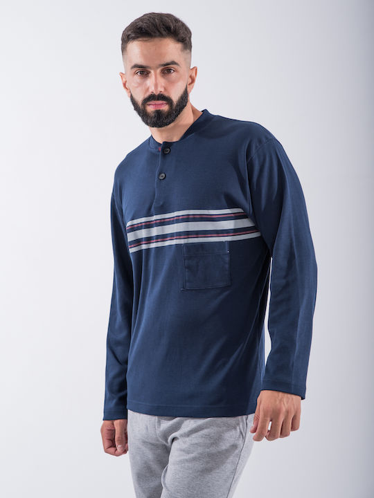 Cherry Underwear Men's Winter Pajamas Set Blue