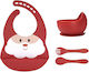Herokids Feeding Set made of Silicone with Non-Slip Base Red 4pcs