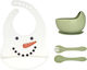 Herokids Feeding Set made of Silicone with Non-Slip Base Green 4pcs