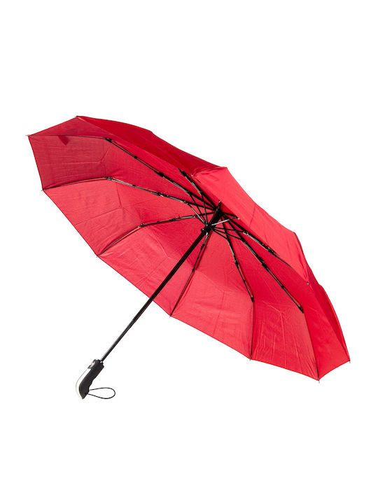 Αντιανεμική Αυτόματη Ομπρέλα Βροχής Σπαστή Κόκκινη