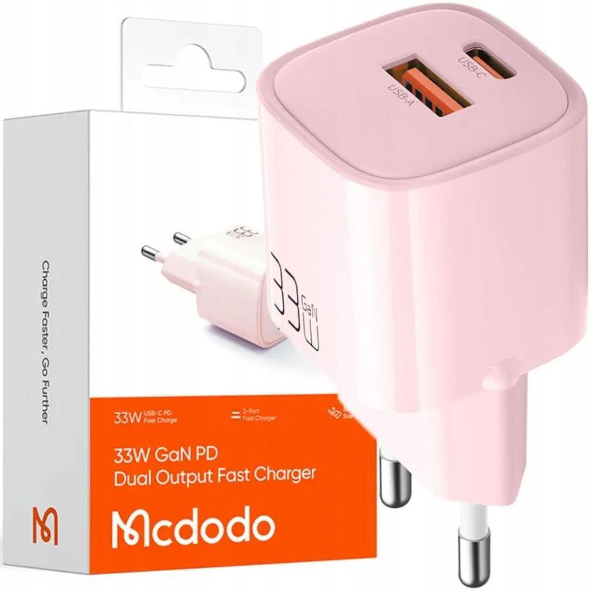 Charger GaN 33W Mcdodo CH-0155 USB-C, USB-A (pink)