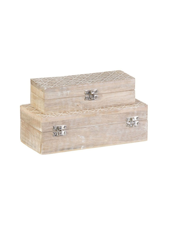 BigBuy Wooden Decorative Box 26.6x11x8.5cm