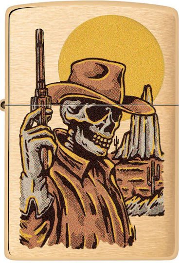 Zippo Skull Flame Lighter In Gold Colour