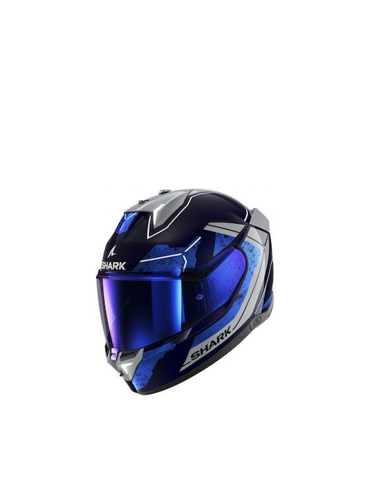 Shark Skwal I3 Phad Blue / Chrome / Silver Motorcycle Helmet Full Face ECE 22.06 1585gr with Pinlock
