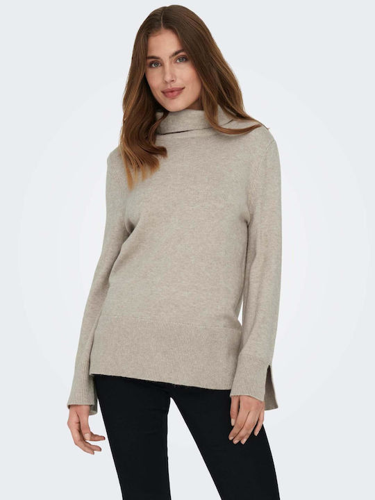 Only Women's Long Sleeve Pullover Turtleneck Weathered Teak