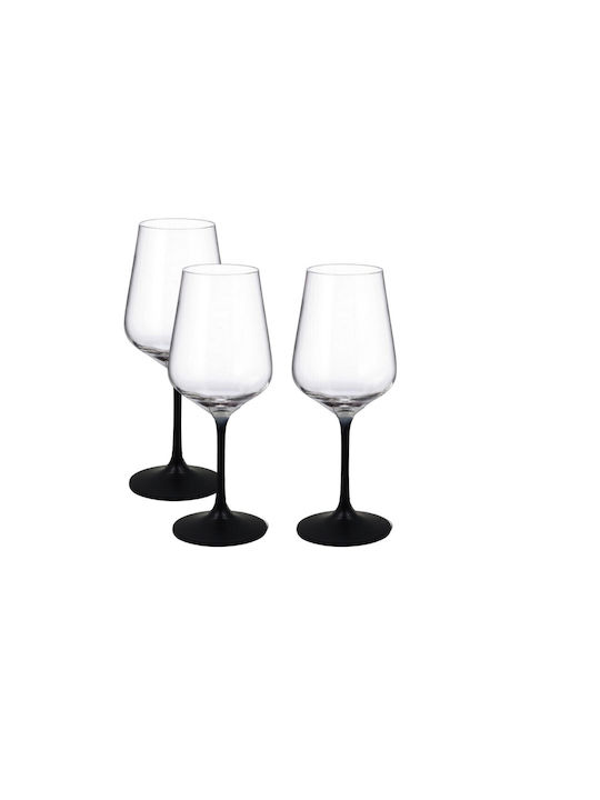 Bohemia Glass Set for White Wine made of Crystal in Black Color Stacked 360ml 6pcs