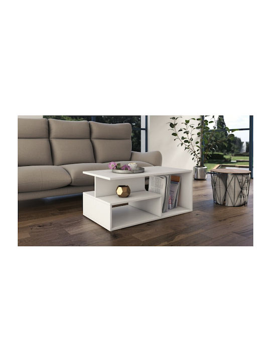 Prima Biel Rectangular Wooden Side Table White L57xW90xH75cm