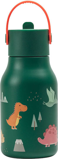 Lund Dino Little Rostfreier Stahl Kinder Trinkflasche Dinosaurier mit Stroh Grüne 400ml