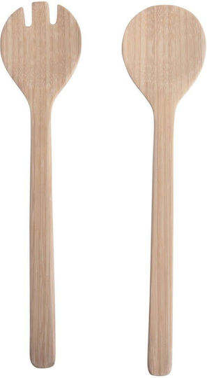 Present Time Bamboo Serving Utensil Set White 2pcs