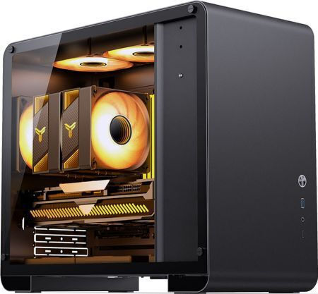 Jonsbo U4 Mini Геймърско бюро Мини кула Компютърна кутия със страничен прозорец Черен