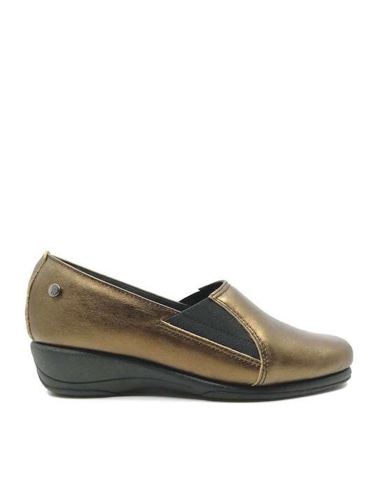 Comfort Way Shoes Дамски мокасини от кожа в бронзов цвят