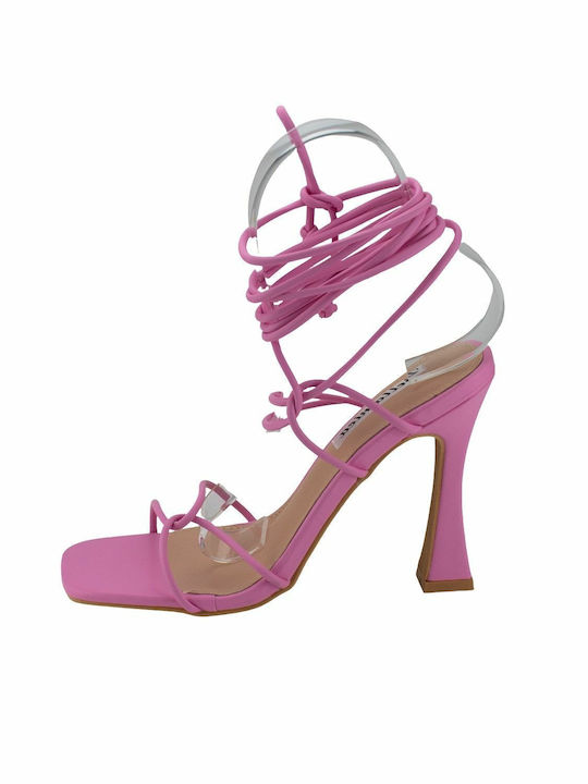 Diamantique Women's Sandals with Laces Pink