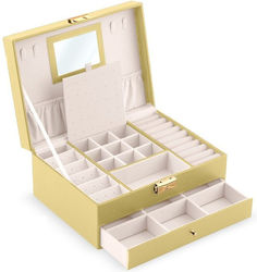 Massido Jewellery Box from Faux Leather Gold 23x17.2x10.7cm