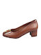 Ragazza Leder Pumps mit Chunky mittelhohem Absatz Tabac Braun