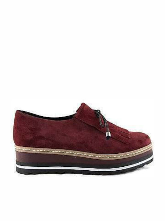 Δερμάτινα Γυναικεία Oxfords σε Μπορντό Χρώμα