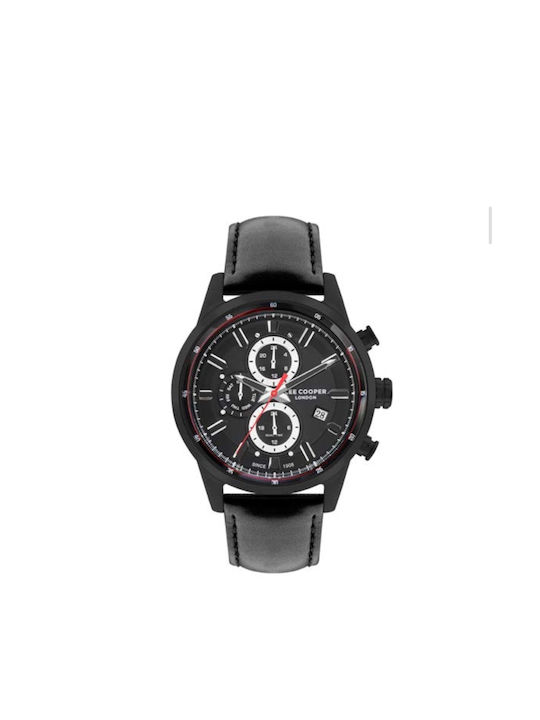Lee Cooper Watch Chronograph Battery with Black Leather Strap