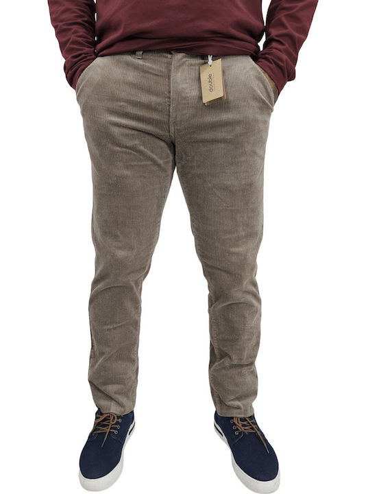 Double Ανδρικό Παντελόνι Chino Slim Fit Μπεζ