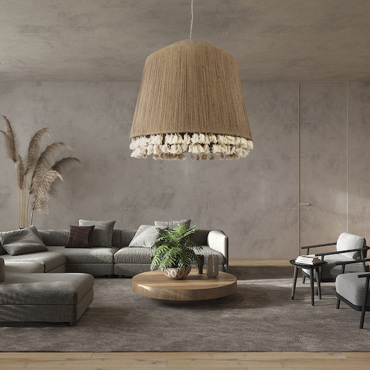 GloboStar Puertorico Ceiling Light Beige Boho with Rope for E27 Socket 80x80x80cm