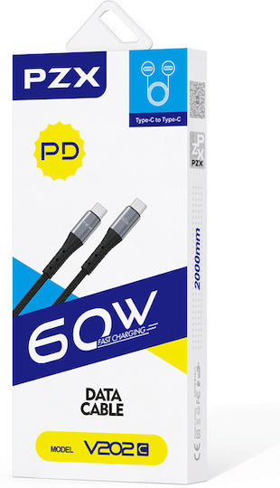 PZX USB 2.0 Cable USB-C male - USB-C 60W PD Μαύρο 2m 716